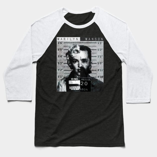 Marilyn/Manson Mugshot Baseball T-Shirt by ShootTheMessenger